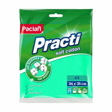 Тряпка для пола Paclan Soft Cotton 34*35 см, 5 шт Тряпка для пола Paclan Soft Cotton 34*35 см, 5 шт