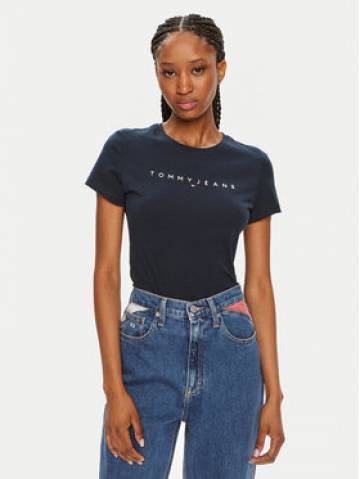 Tommy Jeans Футболка Linear DW0DW18398 Cиній Slim Fit Tommy Jeans Футболка Linear DW0DW18398 Cиній Slim Fit
