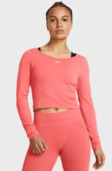 Женский коралловый лонгслив UA Train Seamless LS Коралловый L Under Armour 1379150-811