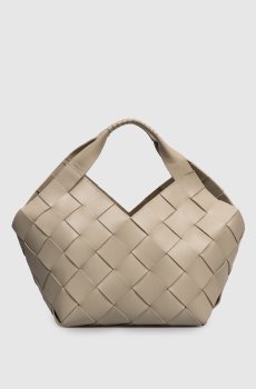 Кожаная сумка-тоут Botteghe цвета хаки