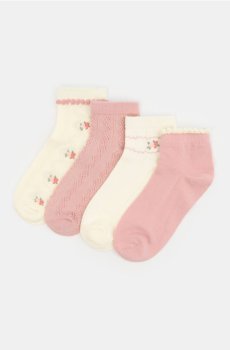 Шкарпетки з квітковим мотивом 4 pack - різнобарвний