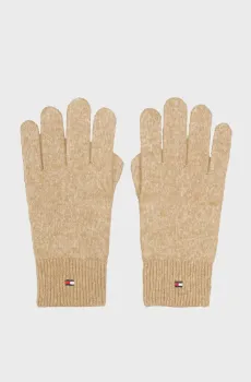 Женские бежевые перчатки FLAG Бежевый ONESIZE Tommy Hilfiger AW0AW17797
