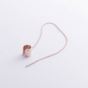 Серьга - каффа с цепочкой (красное золото) с08740 Серьга - каффа с цепочкой (красное золото) с08740