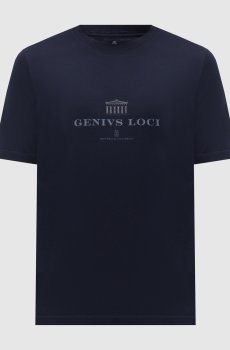 Синяя футболка с брендовым принтом