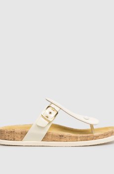 Желтые кожаные лакированные шлепанцы