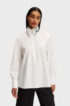 Женская белая рубашка SIGNATURE Белый 46 Karl Lagerfeld 246W1603