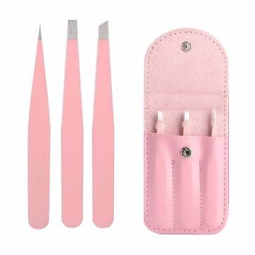 Набор пинцетов для бровей Cosmo Shop (точечный, 1 шт + прямой, 1 шт + скошенный, 1 шт) в розовом футляре (CS07P) Набор пинцетов для бровей Cosmo Shop (точечный, 1 шт + прямой, 1 шт + скошенный, 1 шт) в розовом футляре (CS07P)