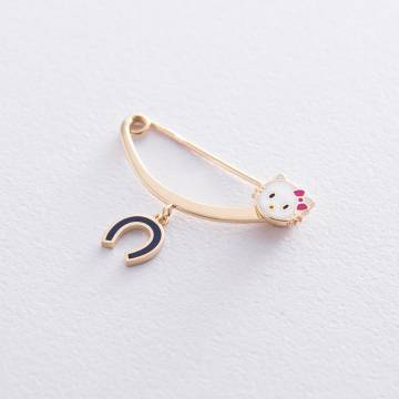 Золотая булавка "Hello Kitty и подкова" зак00300 Золотая булавка "Hello Kitty и подкова" зак00300