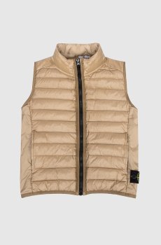 Детская коричневая пуховая жилетка с патчем логотипа