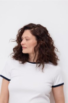 Reserved - Футболка с контрастной отделкой - білий - TF230-00X