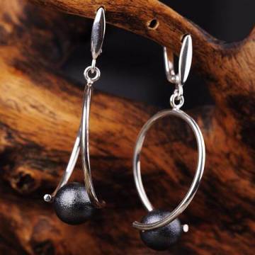 Серьги "Кольца" с шариками 12855 Серьги "Кольца" с шариками 12855