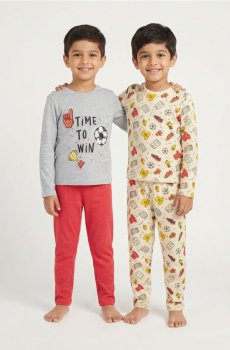 Набір з двох двокомпонентних бавовняних піжам - пшеничний