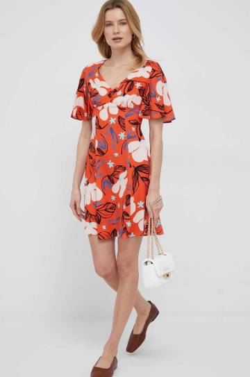 Платье PS Paul Smith цвет оранжевый mini расклешённое Платье PS Paul Smith цвет оранжевый mini расклешённое