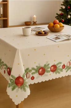 Різдвяна скатертина - кремовий