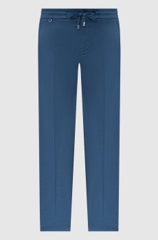 Синие брюки с льном