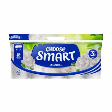 Туалетная бумага Smart Essential Choose без ароматизаторов, 3-слойная, 120 отрывов, 10 рулонов Туалетная бумага Smart Essential Choose без ароматизаторов, 3-слойная, 120 отрывов, 10 рулонов
