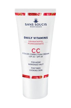 CC-крем для лица Sans Soucis Daily Vitamins Pomegranate CC Color Correcting Cream, SPF 20, от усталости кожи, 30 мл