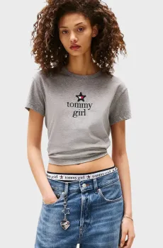 Женская серая футболка TOMMY GIRL Серый XXS Tommy Jeans DN0DN00067