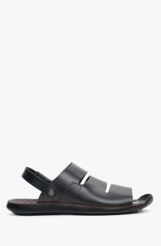 Сандалі-шльопанці шкіряні чорні Estro ER00111647