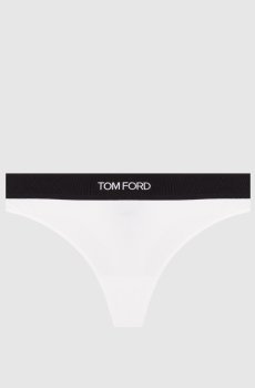 Белый трусики-тонг с логотипом узором