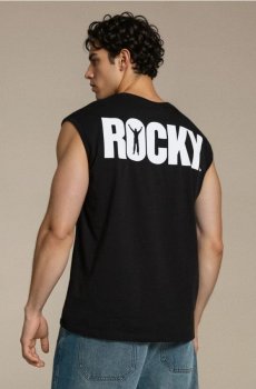 Бавовняна футболка з принтом Rocky Balboa - чорний