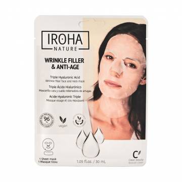 Тканевая маска для лица Iroha Nature Wrinkle Filler & Anti-Age Tissue Face & Neck против морщин, 30 мл Тканевая маска для лица Iroha Nature Wrinkle Filler & Anti-Age Tissue Face & Neck против морщин, 30 мл