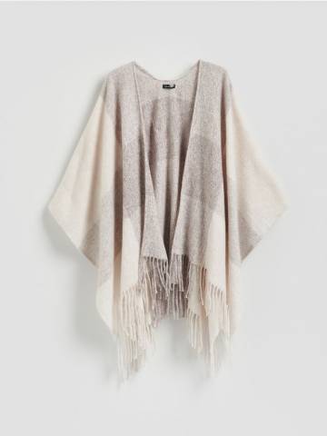 Reserved - Пончо з бахромою - пшеничний - 750FD-12X