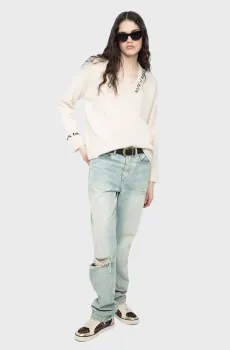 Женский белый кашемировый пуловер Mikyz Белый L ZADIG&VOLTAIRE KWSW02913_ECRU