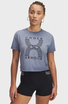 Женская серая футболка UA Run 96 Graphic SS Серый M Under Armour 1389568-044