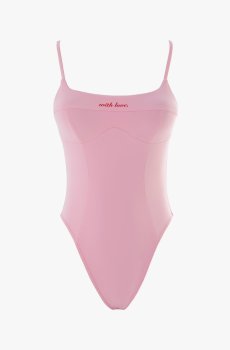 Рожевий боді with love на бретелях