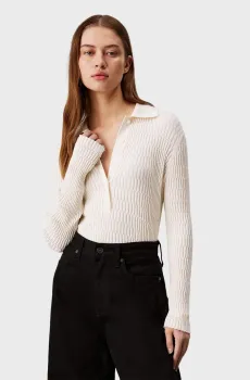 Женское белое поло VISCOSE BLEND TEXTURE Белый S Calvin Klein K20K207436