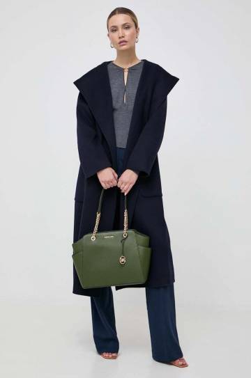 Брюки MICHAEL Michael Kors женские цвет синий широкие высокая посадка Брюки MICHAEL Michael Kors женские цвет синий широкие высокая посадка