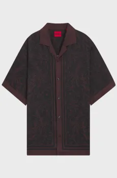 Мужская черная рубашка с узором Черный M HUGO 50555778;249