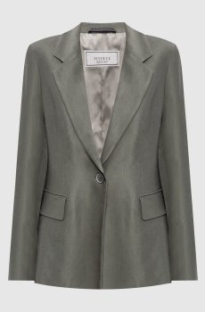 Зеленый жакет с льном с брендовым патчем