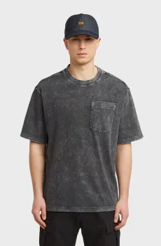 Мужская черная футболка Washed pocket r t Черный L G-Star RAW D26825,C756