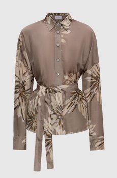 Блуза из шелка цвета хаки