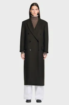 Женское темно-коричневое шерстяное пальто Коричневый 36 Sandro SFPOU00754_Brown