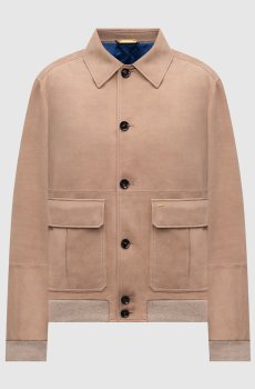 Бежевая кожаная куртка