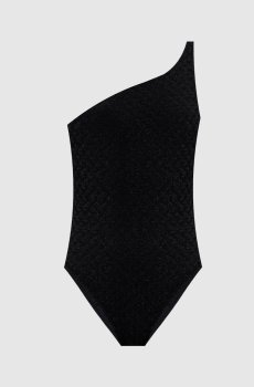 Черный купальник на одно плечо с люрексом