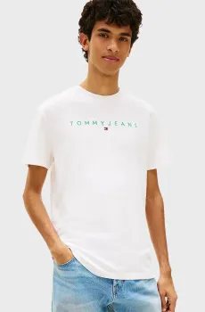 Мужская белая футболка REG LINEAR LOGO Белый L Tommy Jeans DM0DM20744