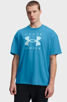 Мужская голубая футболка UA M HW OS Branded SS Голубой L Under Armour 1389146-452
