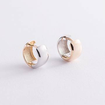 Серьги - кольца из желтого и белого золота с07524 Серьги - кольца из желтого и белого золота с07524