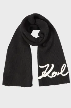 Женский черный шарф signature Черный ONESIZE Karl Lagerfeld A4W33028