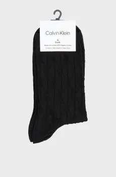 Женские черные носки (2 пары) EMBLEM AOP Черный ONESIZE Calvin Klein 701237676
