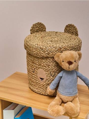 Кошик для зберігання з 3D вушками - бежевий