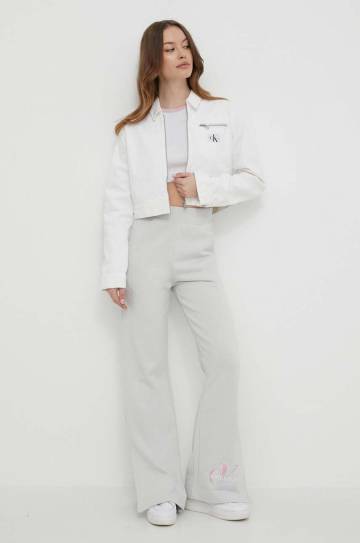 Хлопковые спортивные штаны Calvin Klein Jeans цвет серый с принтом Хлопковые спортивные штаны Calvin Klein Jeans цвет серый с принтом