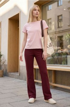 Бавовняна футболка з щільного інтерлок-плетення - пастельний рожевий