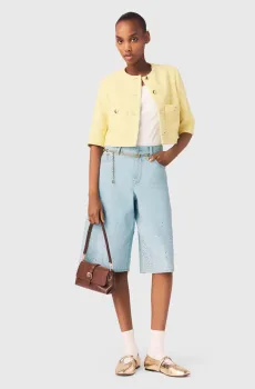 Женский желтый твидовый жакет Желтый 36 MAJE MFPVE00798_Pale Yellow