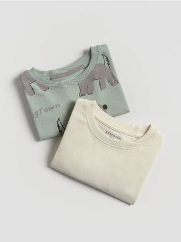 Reserved - Бавовняна кофта з довгим рукавом, набір з 2 - кремовий - 060FI-01X