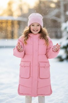 Утеплена куртка з капюшоном - рожевий